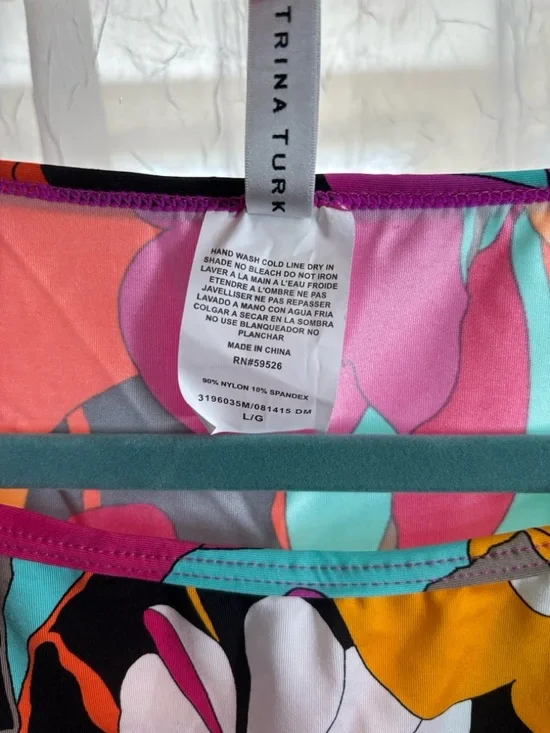 Trina Turk Pink Multi Floral Tunic or Swim Cover - Picture 6 of 10